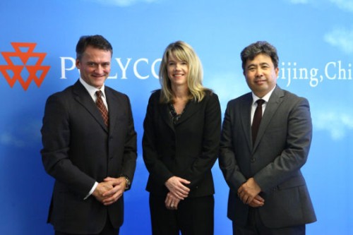 Polycom��̫�^(q��)�����ձȺ����������ޅ^(q��)����Hansjoerg Wagner (��һ)��Polycomȫ���N�ۈ�(zh��)�и�����Tracey Newell(����)��Polycom�Ї�(gu��)�^(q��)����(j��ng)�����(��һ)